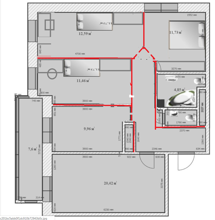 Перепланировка 3-х комнатной 85м2