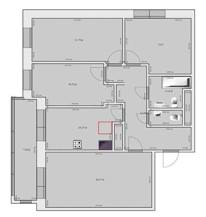 Перепланировка 3-х комнатной 85м2