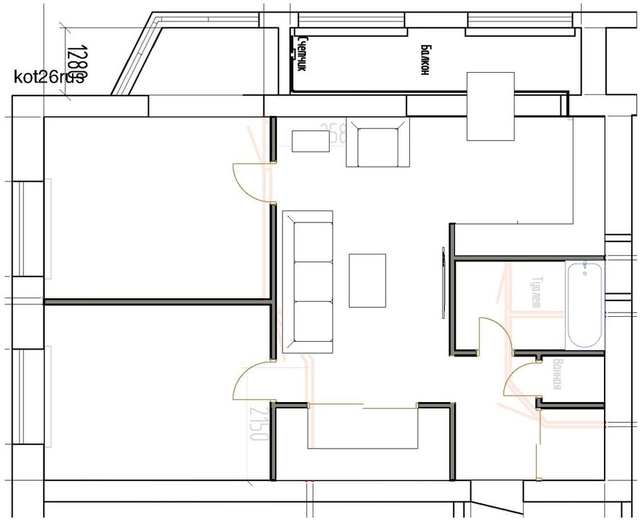 Планировка 2-х комнатной квартиры 84 м.кв.