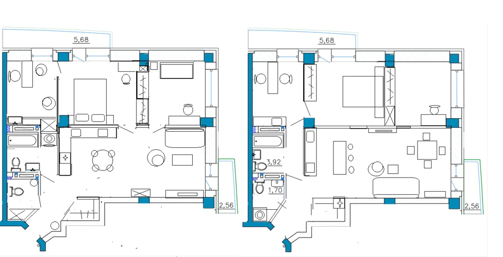 Перепланировка 3х комн в 4х комн (89 кв.м, новострой) варианты дизайнера