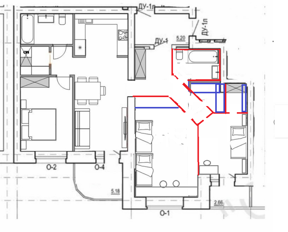 3к квартира 96,67м2 с окнами на одну сторону для многодетной семьи