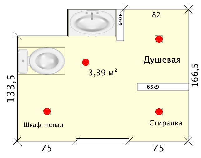 План освещения в ванной