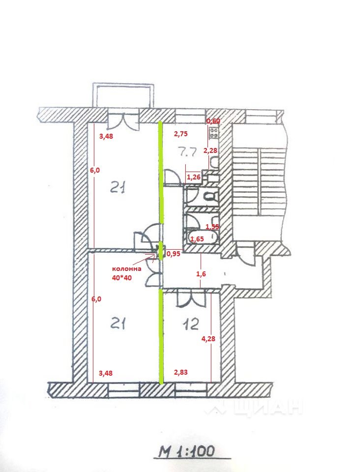 Перепланировка сталинки 3 комнаты