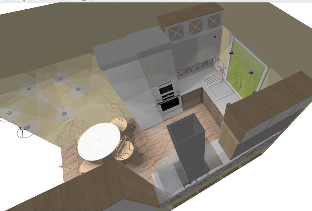 Расстановка мебели в проходной кухне-гостинной-3