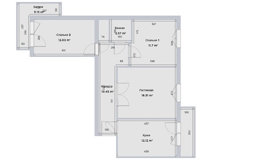 Перепланировка 3к распашенки квартиры в 2к с кухней студией и гардеробной-3