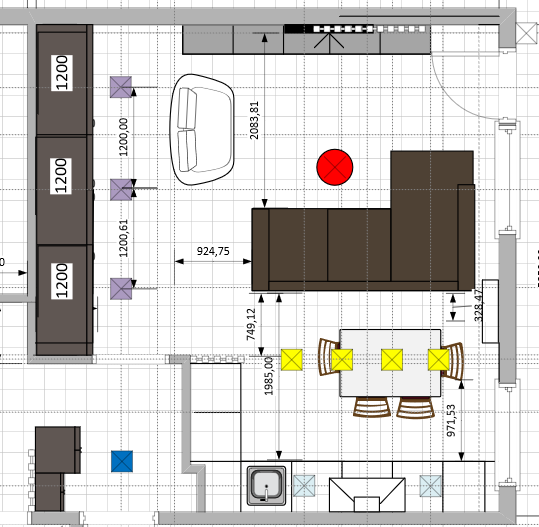 Отделка кухни-гостиной: полы, стены, потолки и шторы-3