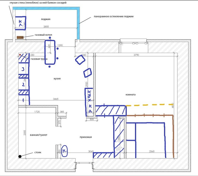 Планировка и дизайн однокомнатной квартиры-2