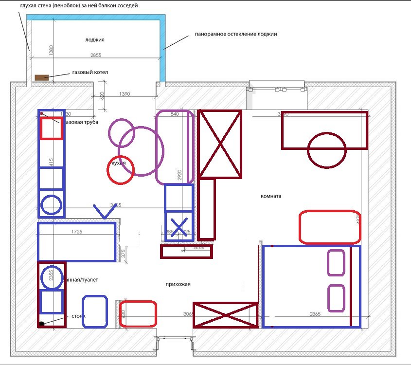 Планировка и дизайн однокомнатной квартиры