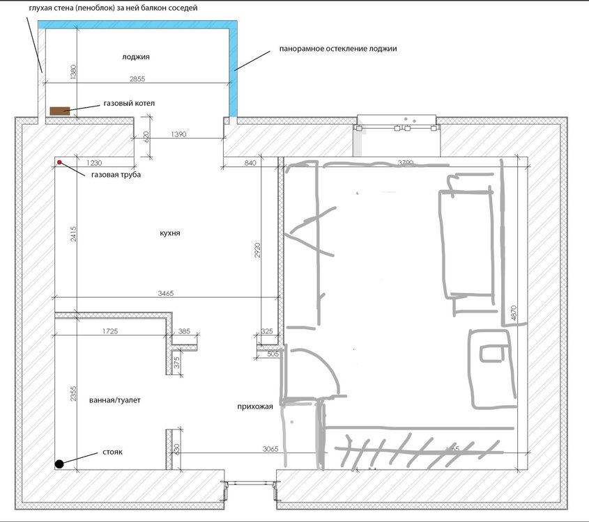 Планировка и дизайн однокомнатной квартиры-2