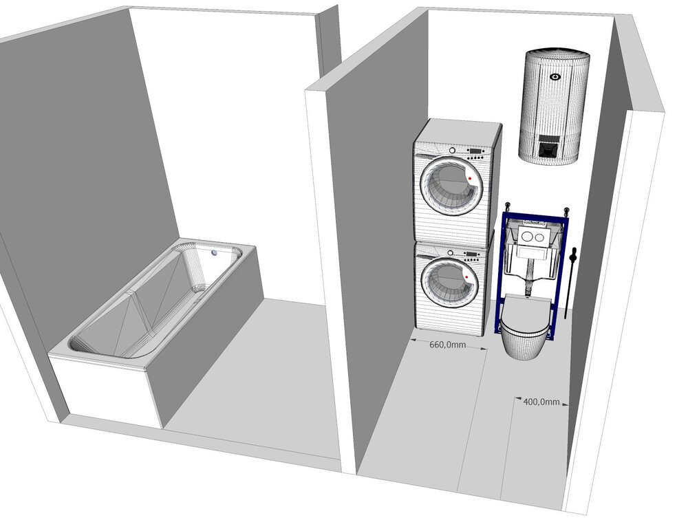 Стиральная и сушильная машины в санузле-2