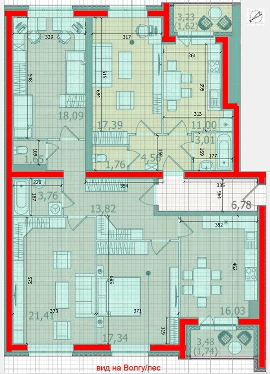Объединение 2 квартир для многодетной семьи (93м2+39м2)-2