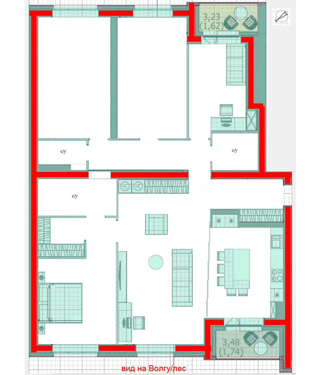Объединение 2 квартир для многодетной семьи (93м2+39м2)-2
