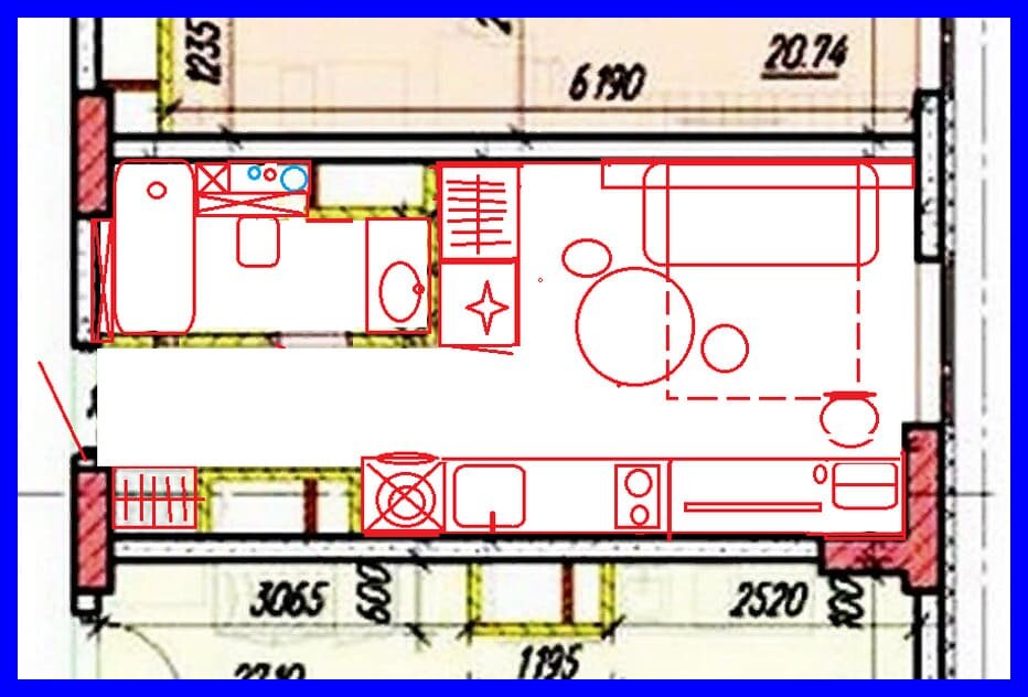 Студия 18 кв. м. Помогите с планировкой!-4