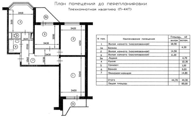 Дизайн интерьера 3-комнатной квартиры в доме серии П-44
